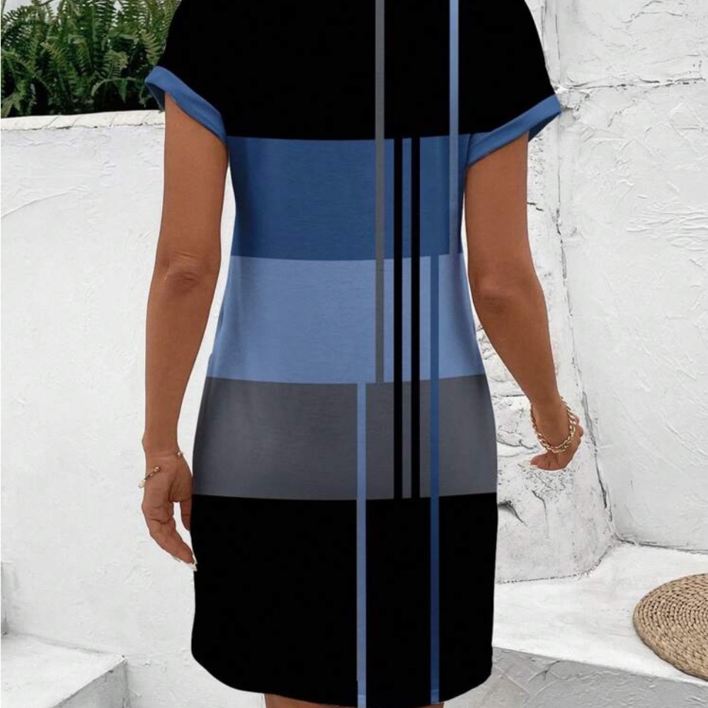 Striped Blue and Black Dress